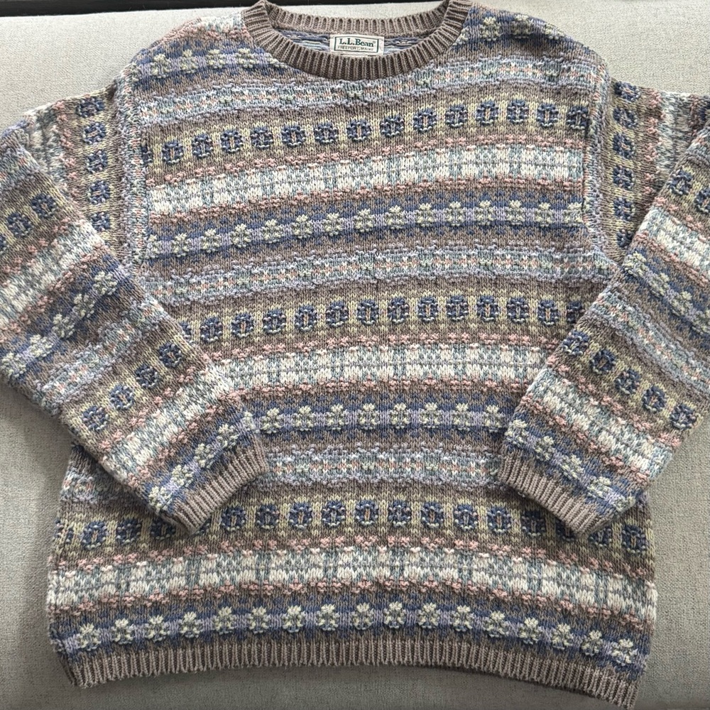Vintage L.L. Bean Fair Isle Multicolor Patterned Women's Sweater